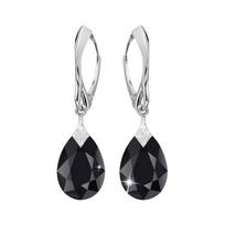 Sidabriniai auskarai moterims DiamondSky „Moon Shine (Jet)" su Swarovski kristalais