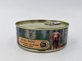 Konservuotas pašaras suaugusiems šunims REAL DOG SP su jautiena ir arkliena 240g