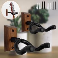 Black Walnut Universal Guitar and Ukulele Wall Mount Hook with Solid Wood Base Hard Box (1 pc)
