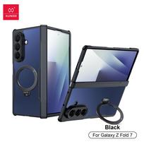 XUNDD Dėl Samsung Galaxy Z Fold 7 dėklas Oro pagalvės Smūgiams atsparus Apsauginiai dėklai Prabangus telefono dangtelis Su 360° besisukančiu magnetiniu laikikliu For Samsung Galaxy Z Fold 7 juoda