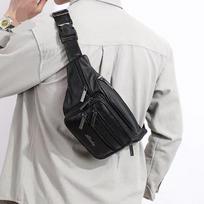 Unisex Genuine Leather Fanny Pack: Multifunctional Large Capacity Crossbody Phone Bag and Wallet for Outdoor or Work Use. kava