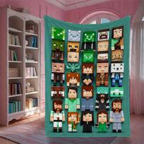 Anime Pixel Pattern Print Blanket Fun Cozy Gift Sofa Travel Office Warmth Autumn Winter Fans Christmas Wedding Birthday Gift 30x40in