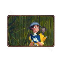 Tarzano metalinis plakatas Klasikiniai animaciniai filmai Vintažinė skardos plokštelė Metalinė plokštelė Sienos meno lipdukai Kambario dekoravimui 20x30cm（7.8x11.8inch）