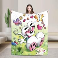 Animacinis D-Diddl minkštas pledas Studentų pliušinis mesti pledas Juokingas sofos lovos flanelinis lovatiesis Sofos lovos užvalkalas 30x40in