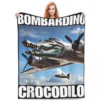 Bombardino Crocodilo - Italian Brainrot Meme Super Warm Blanket Plush Throw Blanket Bedroom Flannel Bedspread Sofa Bed Cover 30x40in