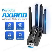 1800Mbps WiFi 6 USB adapteris 5 GHz / 2,4 GHz USB3.0 Wi-Fi raktas Belaidė 802.11ax tinklo plokštė Didelio stiprinimo antena PC Windows 10 11