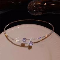 Super flash zircon love collarbone chain women's light luxury design sense full diamond choker open collar versatile necklace
