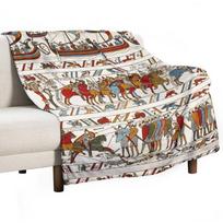 THE BAYEUX TAPESTRY ,BATTLE OF HASTINGS ,NORMAN KNIGHTS AND VIKING SHIPS Throw Blanket Large Plaid Blankets 30x40in