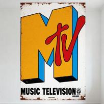 Vintažinis surūdijęs MTV muzikinės televizijos metalinis skardinis ženklas, retro sendinta sieninė plokštelė su MTV logotipu namų barui, vyriškam kampeliui, klubo dekoravimui 20x30cm（7.8x11.8inch）