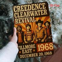 CCRRetroRockSign 1 vnt. 2D geležies ženklas - Creedence Clearwater Revival roko grupės tema, vintažinis metalinis sienos menas namams/barui 20x30cm（7.8x11.8inch） brown
