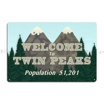 Sveiki atvykę į Twin Peaks ženklas Metalinė plokštelė Plakato dizainas Sieninė Urvo Alaus darykla Virtuvė Personalizuotas skardinis ženklas Plakatas 20x30cm（7.8x11.8inch） gray