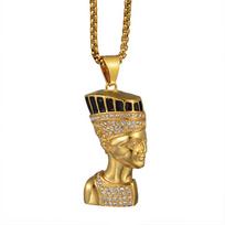 Egipto karalienė Nefertiti Faraono Pakabukas Vyriškas Aukso Spalvos Nerūdijančio Plieno Vėrinys Vyrams/Moterims Senovės Egipto Papuošalas Dovana 50cm