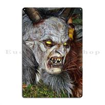 Tradicinė Krampuso kaukė Tirolis Austrija Metalinė lentelė Plakato dizainas Dizainas Sienos Urvo dekoracija Kino skardinis ženklas Plakatas 20x30cm gray