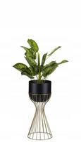 Modernus metalinis stovas gėlėms 46 cm, juodas/auksinis, Loft stilius