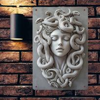 2D metalinė sienos dekoracija su Medūzos tema, tinkama namams, barams, biurams ir svetainėms – vintažinio stiliaus 20x30cm（7.8x11.8inch） black