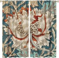 William Morris augalinės gėlės, tamsinančios langų užuolaidos, bohemiškos vintažinės kaimiškos gėlės, William Morris meno stiliaus langų užuolaidos 100*130 HOOK 1pcs