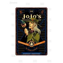 Klasikinis anime Jojo keisti nuotykiai Jojo metalinis plakatas Veiksmo anime Retro geležies tapybos plokštelė Sienos menas Kavinė Baras Namų dekoras 20x30cm（7.8x11.8inch） black
