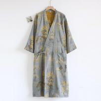 Vyriškas grynos medvilnės žakardinis kimono chalatas - laisvo kirpimo, didelio dydžio, idealus pavasariui iki rudens miego drabužiams ir pirčiai. Extra Large