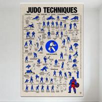 JUDO TECHNIKOS Švietėjiškas metalinis skardinis ženklas, Judo praktikantų technikos diagramos plakatas, Vintažinė kovos menų meno plokštelė Ho 20x30cm（7.8x11.8inch）