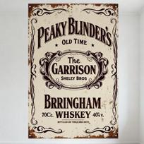 Vintažinis Peaky Blinders The Garrison viskio metalinis skardinis ženklas, Senovinis Sheley Bros Birmingham apleistas sieninis plakatas barui, namams M 20x30cm（7.8x11.8inch）