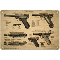 LugerPistol08GunSign WW2 Luger Pistoletas 08 Metalinis skardinis ženklas 12 colių - Istorinis ginklų kolekcionieriaus dovana, Biuro/Svetainės dekoras 20x30cm（7.8x11.8inch）