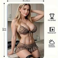 Retro Bikini merginos sienos menas 20x30 colių Nerūdijančio aliuminio dekoras Vintažinis metalinis ženklas 20x30cm（7.8x11.8inch）
