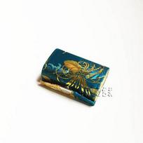 Auksinio Brokato Dvigubas Lūpų Dažų Dėklas su Veidrodėliu ir Papuošalų Laikymo Dėžute 9.2*6*3.6CM mėlyna