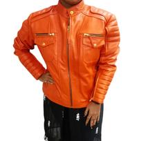 Noora Women's Orange Leather Jacket Motorcycle Biker Jacket Stylish Leather Jacket XS oranžinė