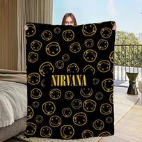Juosta N-Nirvana Roko Antklodė Flanelinė šilta komfortiška minkšta pliušinė antklodė Piknikui Lovoms Sofoms Namams Ir Miegamiesiems 30x40in