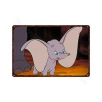 Skardinis ženklas Dumbo Metalinis plakatas Animacinis mielas skraidantis dramblys Skardiniai ženklai Metaliniai paveikslai Sienos meno lipdukai Namų dekoracija 20x30cm（7.8x11.8inch）