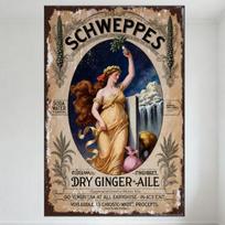 Vintage Schweppes Dry Ginger Ale Metal Tin Sign Retro 19th/20th Century Style Advertisement Poster for Bar Cafe Home Man Cave De 20x30cm（7.8x11.8inch）
