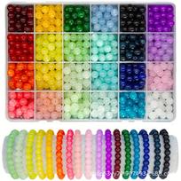 24 spalvų 8 mm krištalinio stiklo karoliukų rinkinys papuošalų gamybai - 240/480 vnt. pink