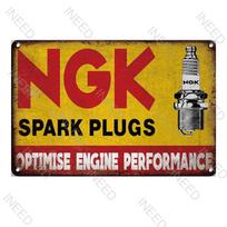 Vintažiniai metaliniai skardos ženklai NGK žvakės Gulf garažas tepalas variklis Plakatai Sienų dekoracija Vyrų urvas Kavinė Klubas Retro plakatai Plokštė 20x30cm（7.8x11.8inch）