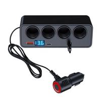 120W Automobilinis Įkroviklis Daliklis Daugiafunkcis Prievadas PD30W QC3.0 Cigarečių Degiklio Adapteris Automobilio Cigarečių Degiklio Lizdo Daliklis su Įtampa juoda