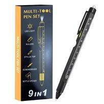 Multi Tool Pen 9 in 1 Tool with LED Light Construction Pen with Screwdriver Level Ruler and Bottle Opener for Father Boyfriend juoda