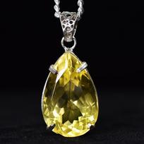 Geltonas Topazas 73.2 Ct SERTIFIKUOTAS Kriaušės Pakabukas 925 Sterlingas Sidabras Geriausiai Dovanai MY-PD-111-NS 30 mm Approx.