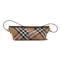 Burberry čekio raštas su šlifuoto metalo detalėmis Medvilnės ir avikailio detalės Rankinė su peties dirželiu Mini moteriška Smėlio spalvos Basic Set (Bag + Dust Bag) smėlinė