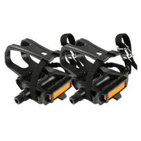 Bike Pedals Toe Clip Cage Spin Pedals with Toe Clip and Straps for Exercise Bike 1