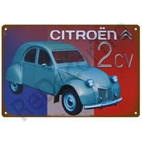 Didelis Prancūziškas 2CV Automobilio Plakatas - Ypač Didelis Sendinto Metalo Ženklas Garažo Sienoms | Vintažinis Europos Automobilių Skardos Menas 20x30cm（7.8x11.8inch）