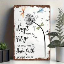 Dandelion Tin Sign 8x12 Inch Motivational Quote Metal Wall Art Rustic Home Decor 20x30cm（7.8x11.8inch）