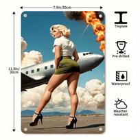 Vintažinis skardinis metalinis sieninis ženklas Retro lėktuvo plakatas 7,9x11,9 colio Sienų meno dekoras svetainei, vyriškam kampeliui, pajūrio namui 20x30cm（7.8x11.8inch）