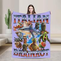 Tralalero Tralala Italian Brainrot Meme Viral Gen Z Humor  Wool Blankets Italian Brainrot Throw Blanket for Home Rug Piece 30x40in