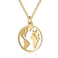 Small Globe World Map Pendant Female Gold Silver Color Stainless Steel Wanderlust Earth Necklace For Women Jewelry Travel Gift 50cm