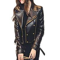 Women's Black Leather Jacket,Slim Fit Motorcycle Biker Jacket, Clubbing &Party Wear Jacket ,Gift for Her XS juoda