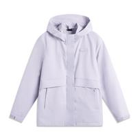 Li Ning Sports Trend Series Solid Color Hooded Three-In-One Fleece Long Sleeve Windbreaker Women Outerwear Sea-Salt-Purple AWBU024-4 L