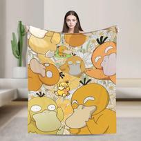 Psyduck manga flanelinis pledas Minkštas šiltas pledas sofai lovai kelionėms biurui Naujoviškas patalynės užvalkalas sofos lovos užvalkalas 30x40in