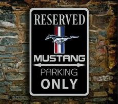 Madingas Ford Mustang Parkavimas Tik Ženklas Metalinis – Mustang Ženklai Garažo Ženklas Mustang Dovana Garažo Dekoracija 20x30cm（7.8x11.8inch）