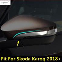 ABS Chromuota Automobilio Durų Galinio Vaizdo Veidrodžio Juostelės Formavimo Dangtelio Apdaila Skoda Karoq 2018 - 2025 ABS Aksesuarai Išorės Rinkinys