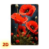 Raudona Gėlė Atminimo Metalinė Sienos Dailė, Duoklė Amžiniems Herojams.  vidaus ir lauko, idealiai tinka kambariams, kavai, miegamajam 20x30cm（7.8x11.8inch）