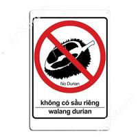 „Nėra duriano“ ženklas arba lipdukas Metaliniai ženklai Sienų tapyba Dekoras barui Vintažinis skardos ženklas Plakatai 20x30cm black
